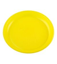Тарелка пластиковая туристическая многоразовая желтая 210мм