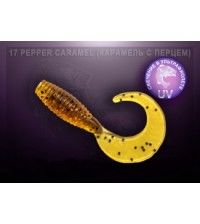 Твистер Crazy Fish ANGRI SPIN 2.5см запах креветки цвет карамель с перцем