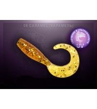 Твистер Crazy Fish ANGRI SPIN 2.5см запах креветки цвет карамель