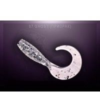 Твистер Crazy Fish ANGRI SPIN 2.5см запах креветки цвет призрак